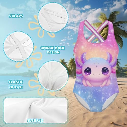 Image of Xpyiqun Swimsuit for Girls One Piece Bathing Suits Size 5-14 Sleeveless Swimwear Cross Shoulder Strap Swimming Wear