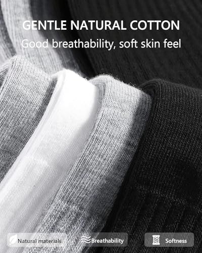 Image of Tabi Socks Athletic Cotton Crew Length Quarter Ankle Two Toe for Women and Men, 6 Pk Black White Gray