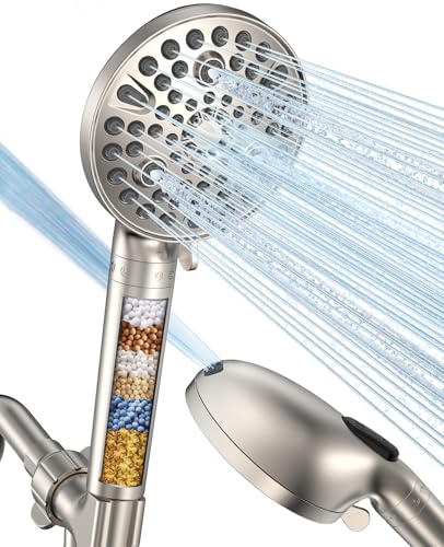 Image of MakeFit Filtered Shower Head with Handheld-10 Modes High Pressure Showerhead with Built-in Power Wash,Long 71-inch Hose & Adjustable Bracket, Water Softener Filter Beads for Hard Water-Remove Chlorine