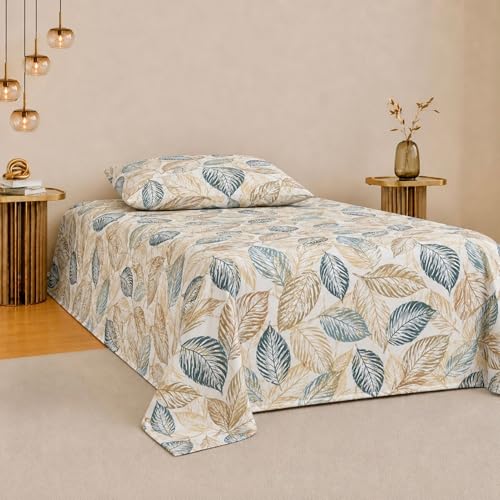 Image of Jaipur Weaves Bedsheet Single Size 100% Pure Cotton Bed Sheet with 1 Pillow Cover, 240 TC Premium Bedding Set, 60x90 inches, Super Soft Cozy (Grey Olive, Single)