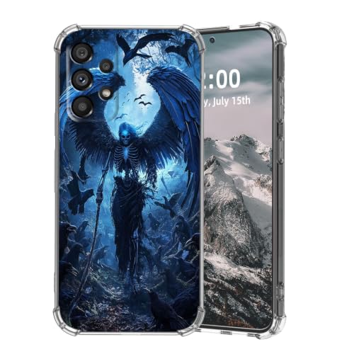 SFJAXYOV for Samsung Galaxy A53 Case, Skeleton Reaper Crows in Forest Slim Fit Phone Case, Shockproof Cover for Samsung Galaxy A53 6.5"