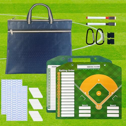 Hlimior Magnetic Baseball Coach Clipboard Kits，Double-sided erasable sturdy baseball command boards with bag and 30 lineup cards,advanced tactical coach baseball magnetic board, a gift for coaches.