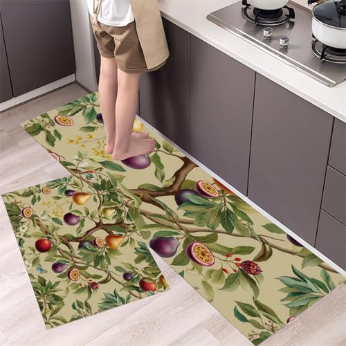 Tapis de cuisine devant évier lavable vert lot de 2 - 4