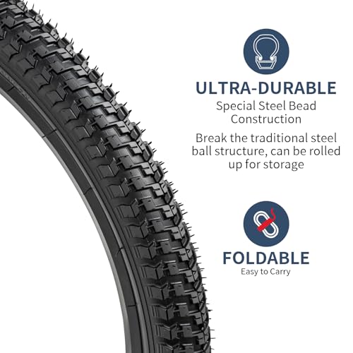YUNSCM 2-PCS 20\" Bike Tires 20x2.125/57-406 and 20\" Bike Tubes Schrader Valve Compatible with 20x2.0 20 x 2.125 20x2.15 Bike Bicycle Tires and Tubes (Y-1208)