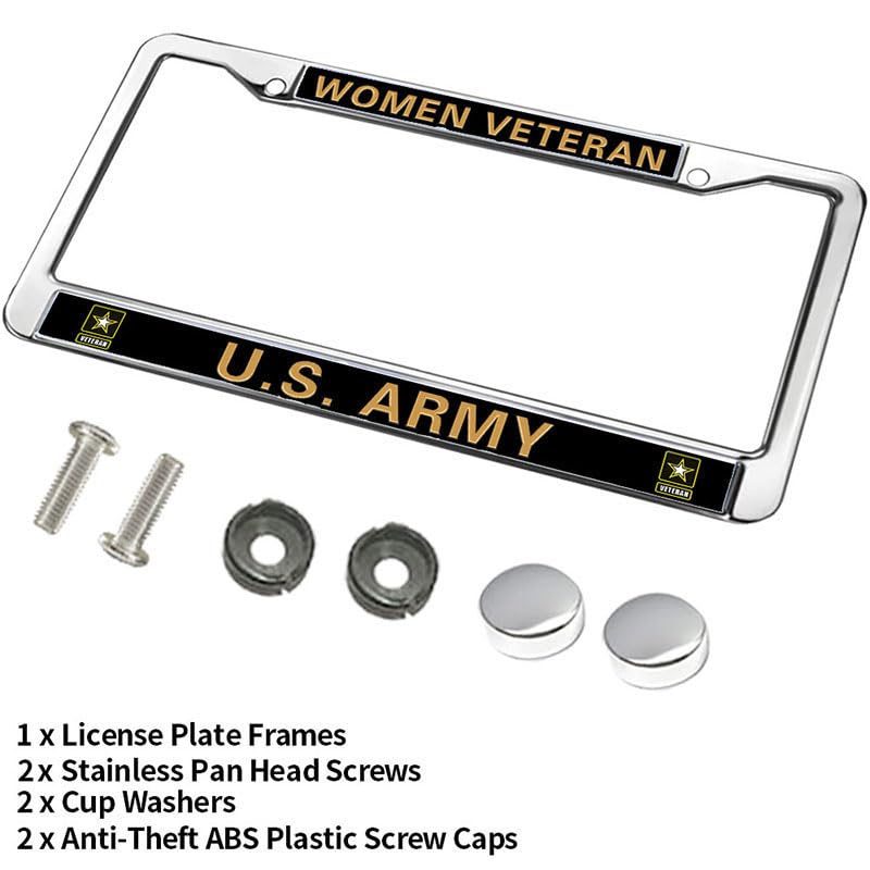 Image of Women Veteran Faith Rust-Proof License Plate Frame Proud Military License Plate Frame for Women