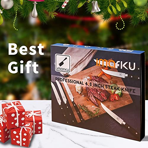 Imarku Steak Knives, Steak Knives Set Of 6, Premium Japanese Stainless Steel Steak Knife Set, Super Sharp Serrated Steak Knife With Pakkawood Handles And Gift Box #TOP6
