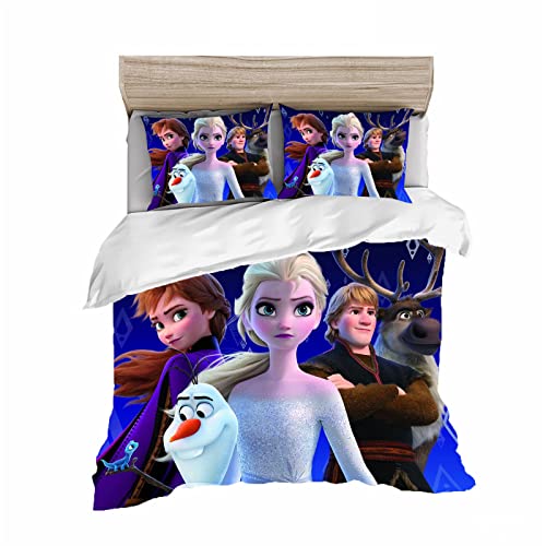 HNSRYLQX Frozen Bettwäsche Kinder, ELSA Bettwäsche 135x200, Bettwäsche 135x200, 100% Baumwolle, Kinderbett Mädchen, Anna Und ELSA Bettwäsche (4,135x 200 cm) Cover