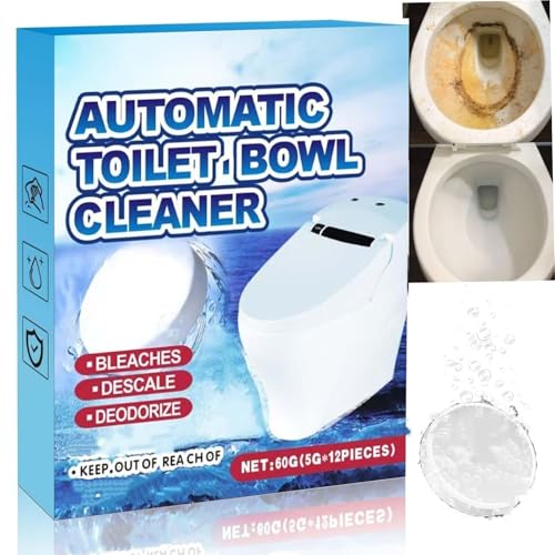 12PCS Powerful Toilet Bowl Cleaner Tablets Heavy Duty Toilet Cleaner Tablets Strong Limescale & Stain Remover Effortless Cleaning & Freshener for Toilet BowlsPowerful Cleaning Products