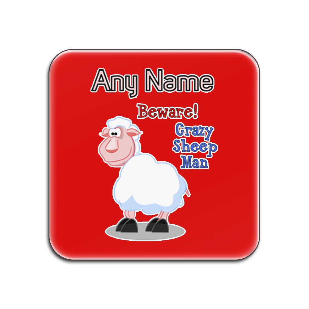 Dessous de verre Crazy Sheep Man idée cadeau personnalisé lot de 4 dessous de verre animal rouge