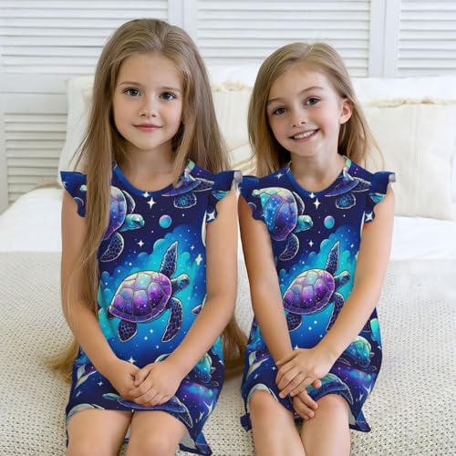 Augenstern Flutter Sleeve Nightgown Turtle-Moonlit-Walk-Galaxy Soft Sleepwear Nightdress4