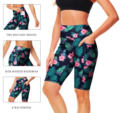 Image of AOBUTE Womens 9 inch /10 inch /11 inch Long Swim Board Shorts High Waisted UPF 50+ Biker Shorts with Pockets