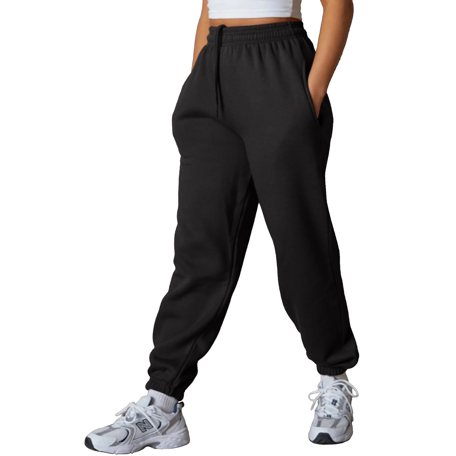 NetSetUK Plain Jogger Gym Sport Sweatpants Winters Joggers with Zipper Pockets and Elastic Waist Trousers for Jogging and Hip Hop Pants Black