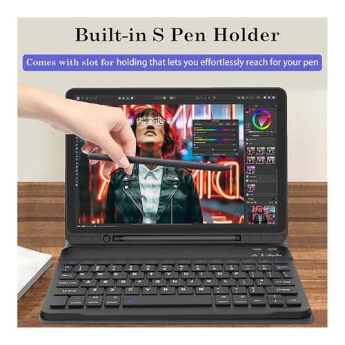 Porte-crayon intégré sur cet étui avec clavier Galaxy Tab S10 Ultra rose - 5