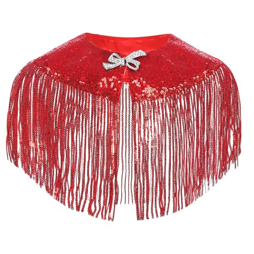 Flower Girls Sequined Shoulder Cape Shiny Tassels Dance Party Wedding Wraps Capelets Clothes3