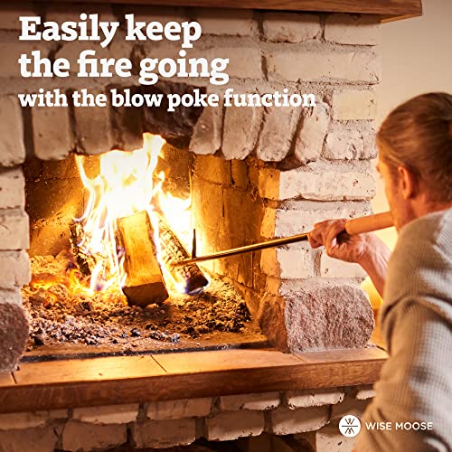 Wise Moose Fire Poker - 34 Inch Campfire Poker With Blow Poke Function, 2 Part Assembled Fire Pit Poker, Fire Poker For Fire Pit With Wooden Handle, Fire Pit Tools For Indoor, Fire Pit Poker Outdoor #TOP4