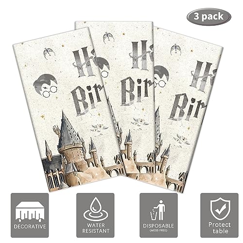 AURORAPARTY Toalha de mesa retangular descartável de plástico para festa de aniversário, 3 peças, de