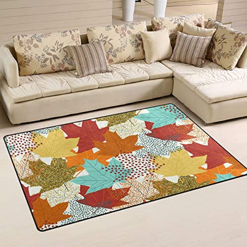 Image of ALAZA Maple Leaves Fall Autumn Non Slip Area Rug for Living Dinning Room Bedroom Kitchen,Soft Washable Indoor/Outdoor Floor Carpet Rugs,Home Decorative,31X20 Inch