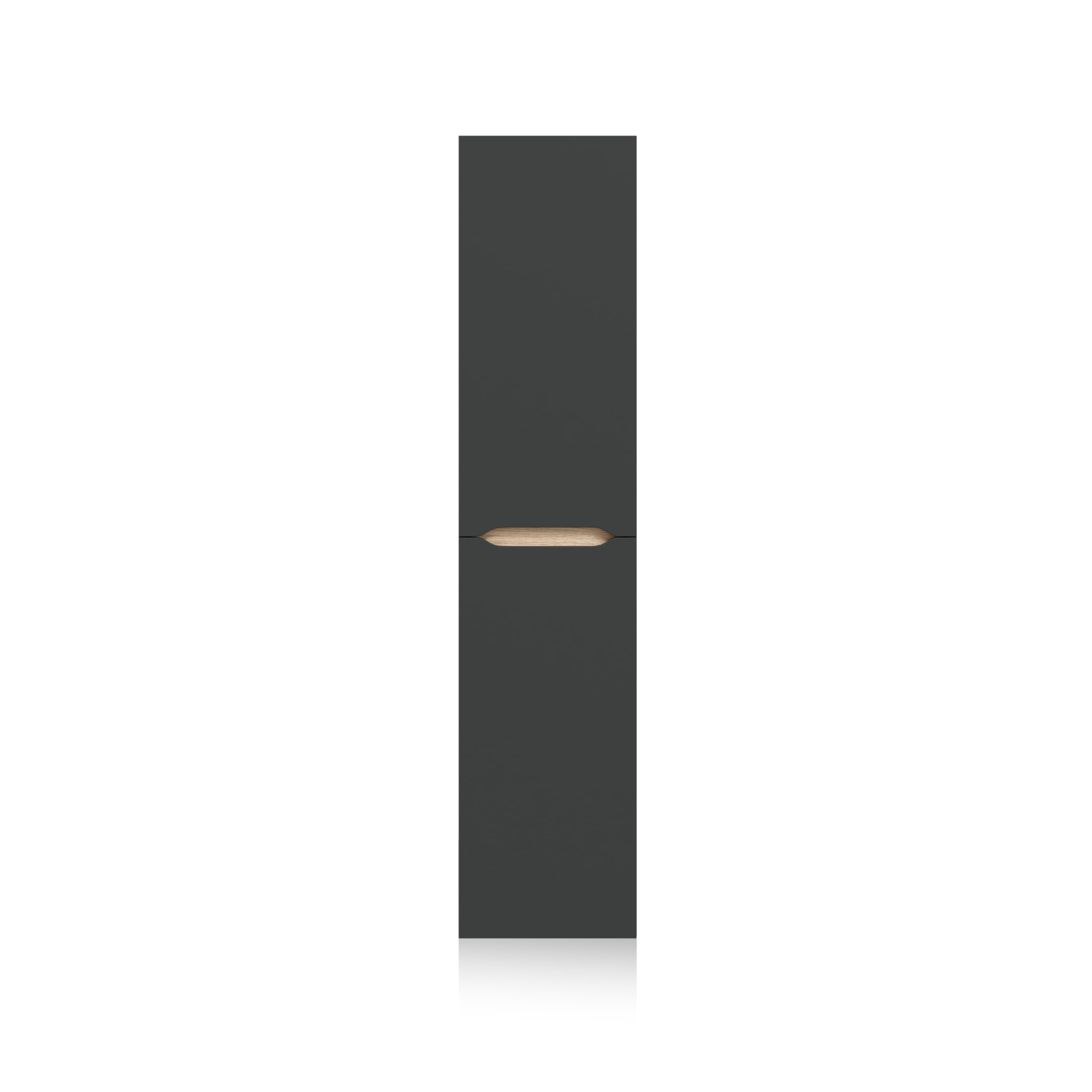 duehome | Columna de Baño Suspendida, Módulo con Almacenaje, Modelo Opera, Acabado en Antracita y Roble, Medidas: 31 cm (Largo) x 135 cm (Alto) x 26 cm (Fondo)