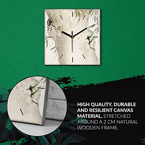 Horloge Murale Toile pour Salon Décoration Branches 30cm