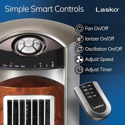 image for Lasko Oscillating Tower Fan with Remote, Quiet Floor Fans for Bedroom,