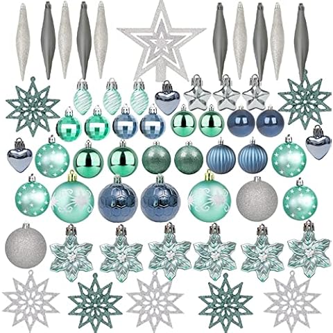 Juego de 58 bolas de Navidad plateadas y azules Cover