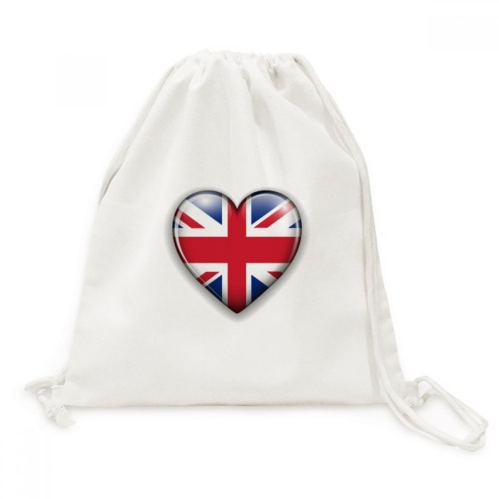Sac cordon Toile Drawstring Backpack Union Jack Coeur Voyage - 5