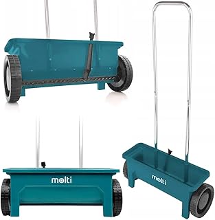 molti Streuwagen Sämaschine 3L 12L 14L Handstreuwagen mit Doppelschubbügel Rasensämaschine Düngerstreuer Salzstreuer Streuer Saatgutstreuer für Rasendünger, Streusalz Rasensamen (12 Liter, Blau)