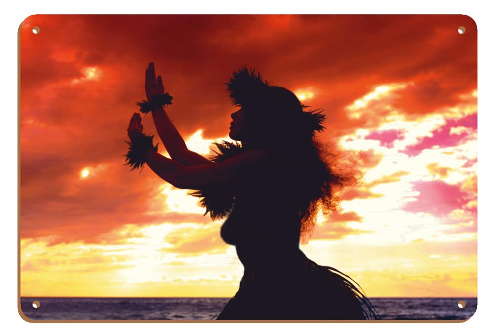 Hula Dancer at Sunset - From an Original Color Photograph by Randy