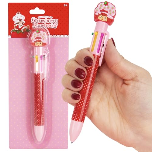 Strawberry Shortcake™ Multi-Click Pen, 6-Color Retractable Ballpoint with Strawberry Shortcake Topper – Cute Stationery Gift for Kids Ages 6 and Up