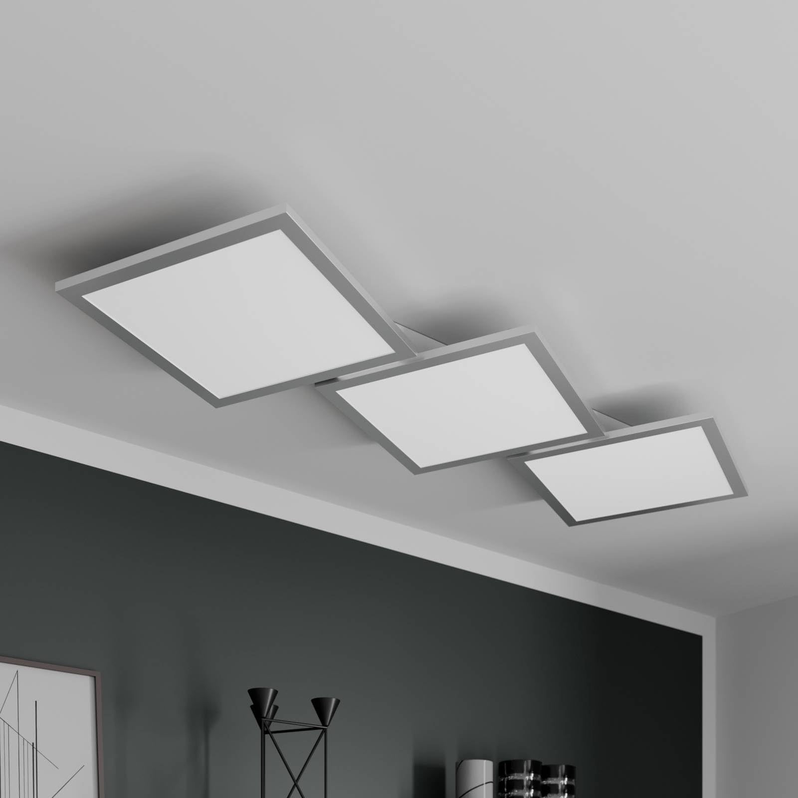 Lucande LED Deckenleuchte Ilira dimmbar mit Leselampe (Modern) in Alu aus Aluminium (3 flammig,) - Lampe Deckenlampe Küchenleuchte