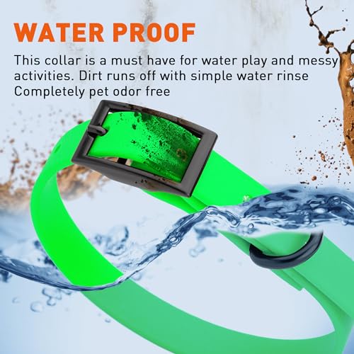 Image of Dogline Biothane Waterproof Dog Collar Strong Coated Nylon Webbing with Black Hardware Odor- Proof for Easy Care Easy to Clean High Performance Fits Small Medium or Large Dogs, Tropical Green