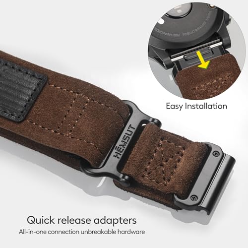 Correa de cuero gamuza suave 26mm compatible con Garmin miniatura 4