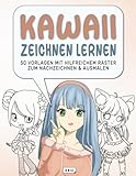 kawaii nation  Kawaii Zeichnen Lernen: Das Kawaii Grid Malbuch mit 50 Vorlagen zum Nachzeichnen und Ausmalen