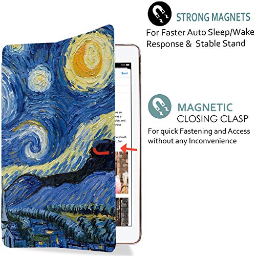 Image of DuraSafe Cases for iPad PRO 12.9 Inch 4th [ Pro 12.9 4 Generation 2020 ] A2229 A2069 MY3K2HN /A MY3J2HN /A MY2H2HN /A MY2J2HN /A Trifold Printed PC Lightweight Protective Clear Back Cover - Starry Night