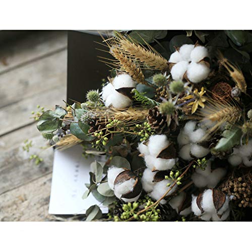 Panxxsen 4 Pcs 21 Inch Cotton Stems,10 Balls Natural White Cotton Artificial Cotton Branch,Farmhouse Style Cotton Floral Picks for Home Wedding Decoration