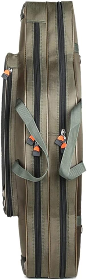 Multifunctional Portable Fishing Bag Canvas Fishing Rod 2 Tier Travel Carrying Case (Color : Green, Size : 80 * 18 * 14cm)