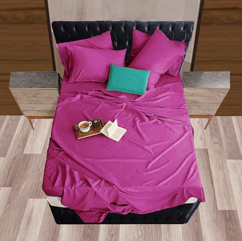 Image of Mocassi Twin XL Sheet Set - Luxury Hotel 1800 Premier Bedding Sheets & Pillowcases - Ultra Soft Breathable & Cooling Bed Sheets - Deep Pocket - Wrinkle Resistant - 4 Piece Set - Twin XL, Pink