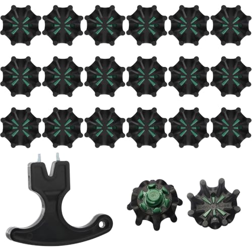 Oiieco 20 tacos de repuesto para zapatos de golf de giro rápido con llave, tacos de golf compatibles con Fast Lok Twist 3.0, tacos de goma suave antideslizantes para zapatos de golf FootJoy, negro y