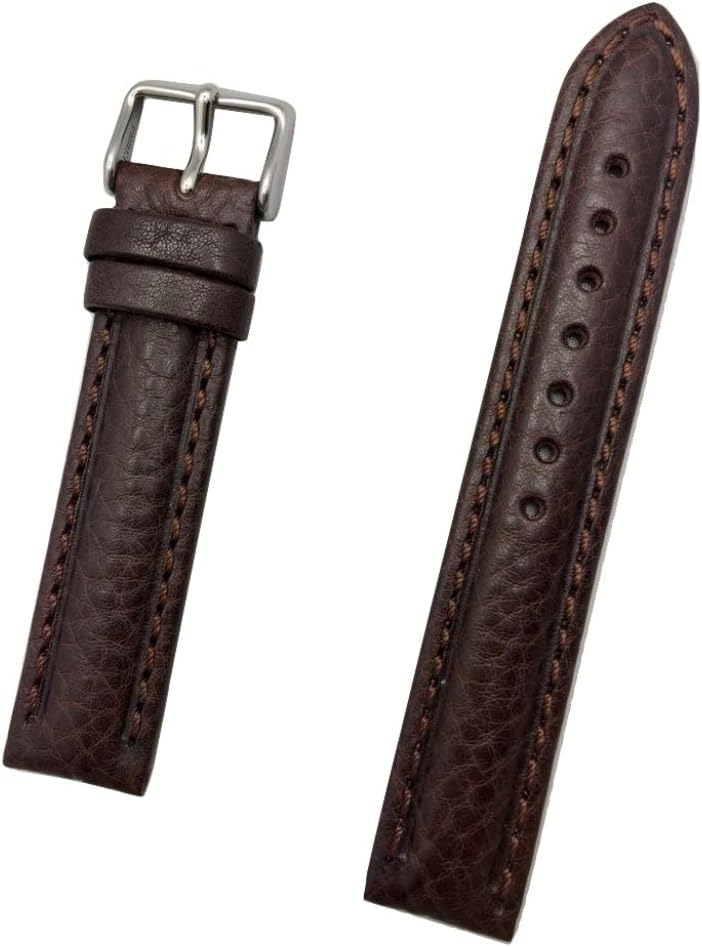 NewLife 18mm Brown, Semi-Oily Genuine Leather Watchband | Center Padded Replacement Watchstrap that brings to Any Watch (Mens Standard Length)