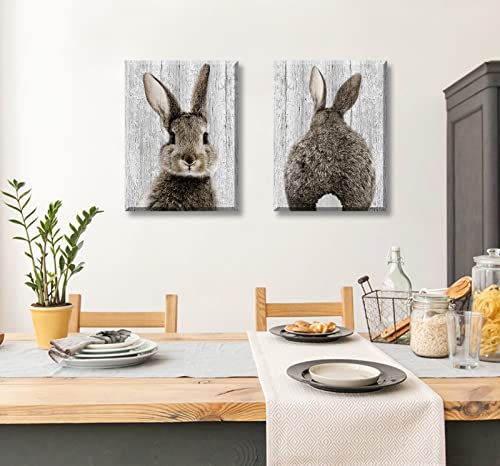 Blinfeiru Nursery Decor Bunny Canvas Wall Art Brown Lovely Rabbit Posters For Baby Kids Room Decorative Pictures Natural Cute Animal Artwork Framed Ready To Hang 12"X16"X2 #TOP2