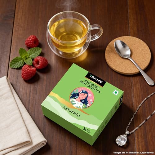 Image of TE-A-ME Green Tea Raspberry and Mint Flavour | Green Tea 50 Teabags