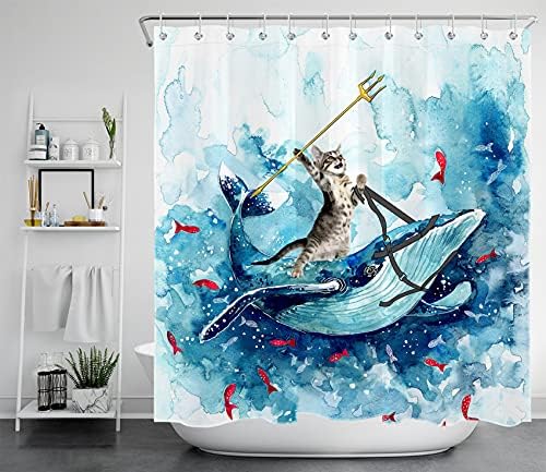 LB Tropical Fish Shower Curtain for Kids Coral Reef Marine Life Bath Curtain with Hooks Blue Sea Anti Mould Waterproof Polyester Fabric Bathroom Curtains,59x71 inches