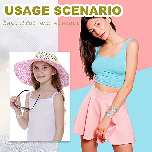 Yaomiao 7 Pieces Rhinestone Stretch Bracelet Tennis Bangle Stackable Rhinestone Bracelet Wedding Jewelry for Women Bridal Girls(Silver)4