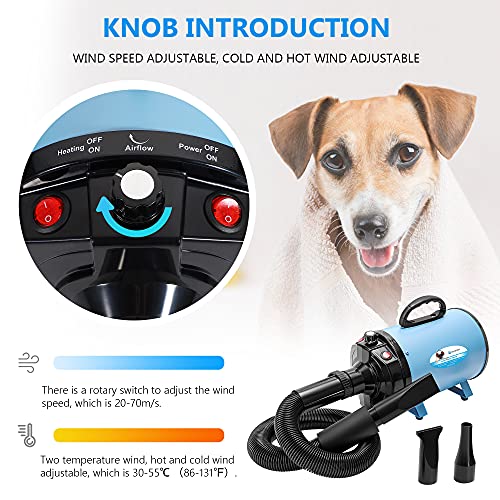 NEWTRY-Dog-Dryer-Hair-Force-Dryer-Stepless-Adjustable-Speed-Temperature-High-Velocity-Dog-Cat-Hair-Dryer-Professional-Pet-Grooming-Blower-2000W32HP-Reduce-Noise-Heat-Insulation-Blue