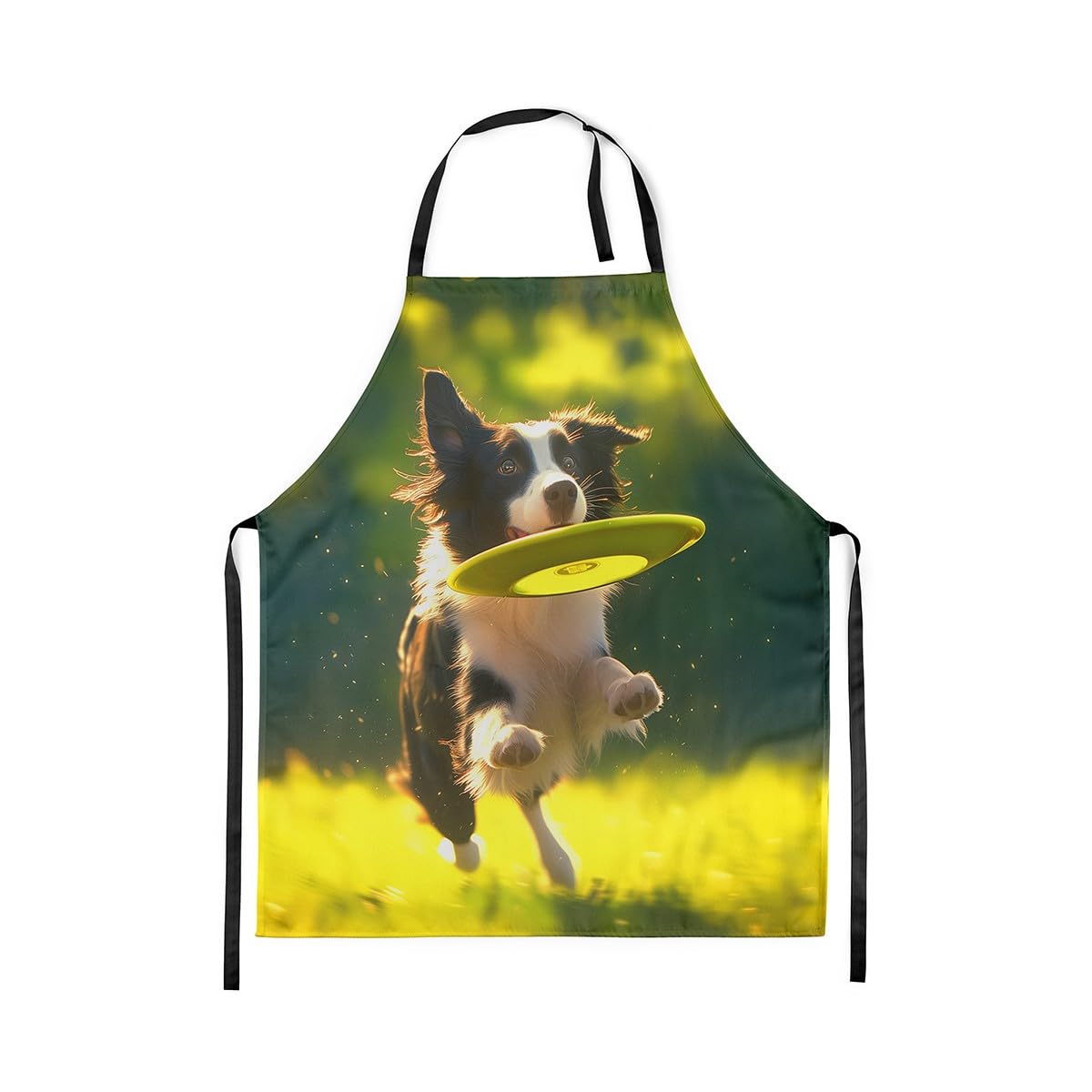 Loussiesd Border Collie Apron for Women Men 78x66cm Cute Dog Puppy Cooking Kitchen Chef Apron Border Collie Lover Gift Bib Apron with Adjustable Neck Flying Disc BBQ Painting Baking Apron