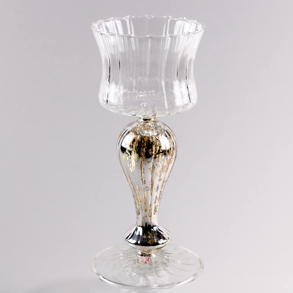 Richland Unique Mercury Pillar Candle Holder with Clear Glass 10.25"