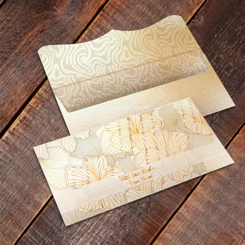 Image of Brown Cloud Customised Gold Foil Shagun /Money /Gift Envelope /Lifafa printed on Velvet finish card with inside printing with Personalized Message /Name for festivals /events (SE IN 04)(Pack of 20)