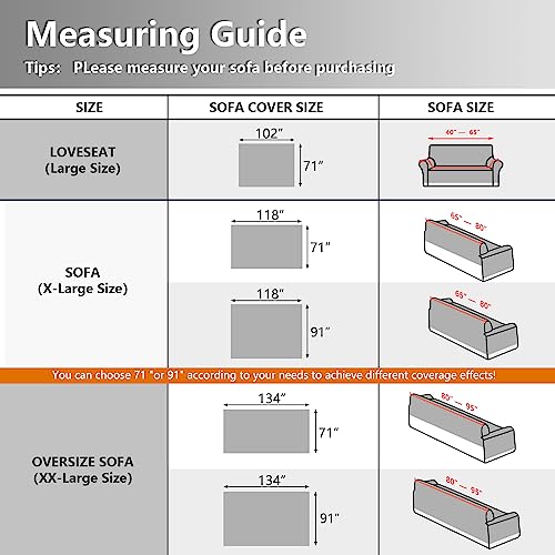 Meetsky Couch Cover Sectional Sofa Covers L Shape Couch Cover Sofa Throw Cover X-Large Sofa Slipcover For Reclining Multi-Use Decorative Couch Protector For Pets, 71" X 118", Beige #TOP5
