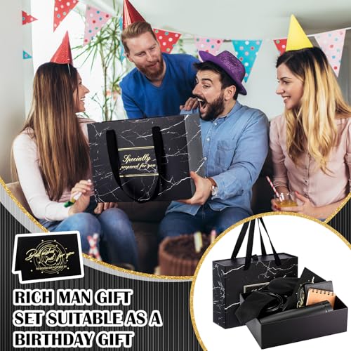 12 Pcs Birthdays Gift Baskets for Men Box 16 oz Tumbler Wallet Eye Mask Leather Belt Tie Keychain Pen Journal Hat Card Set for Dad Husband Brother Boss(Business Gift Box) - Image 4