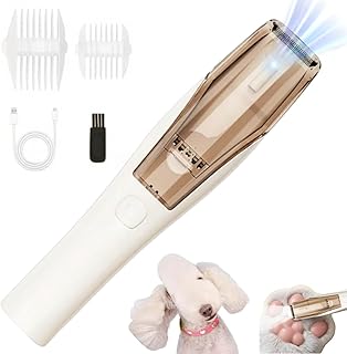 Dog Hair Clippers with Vacuum,LED Light Dog Paw Trimmer,Low Noise Rechargeable Cordless Dogs Cats Shedding Grooming for Paw,Body